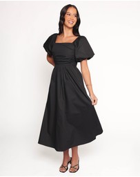 Petal & Pup - Clo Puff Sleeve Midi Dress - Black