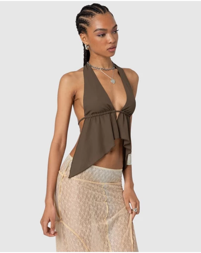 EDIKTED - Freda Open Back Chiffon Top