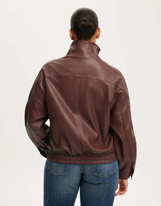 Cotton On - Theo Faux Leather Bomber Jacket