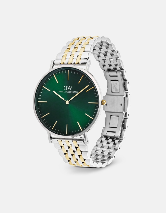 Daniel Wellington - Classic 40mm 7-Link Emerald Two-Tone
