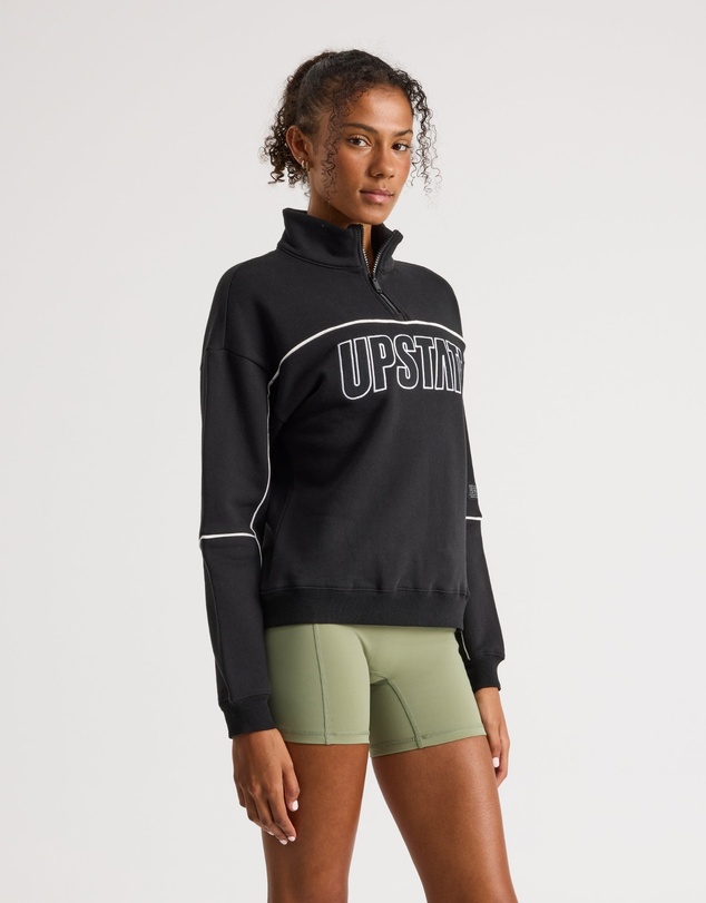 Upstate - Half Zip Panelled Crew - Black Piping