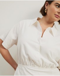 Atmos&Here Curvy - Remi Linen Blend Midi Shirt Dress