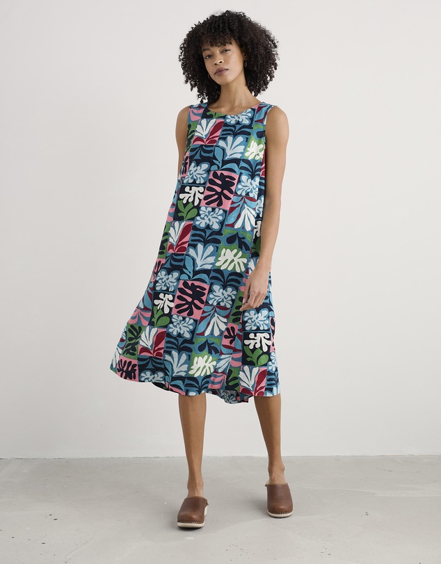 Seasalt - Seasalt Cornwall Collage Seaweed Mid Teal Cresting Waves Dress