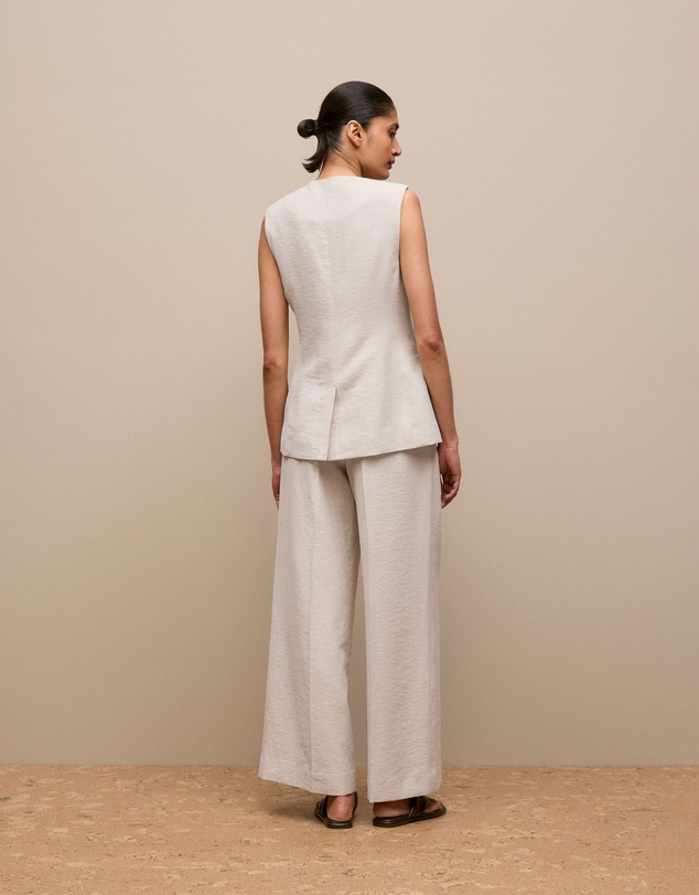 Trenery - Linen Blend Tailored Vest in Stone