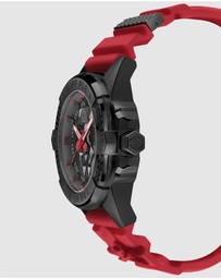 Philipp Plein - The $Kull 44mm Black Dial with Red Silicone Strap