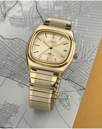 TIMEX - Timex® Automatic 1983 E-Line 34mm Gold Tone Expansion Band Watch