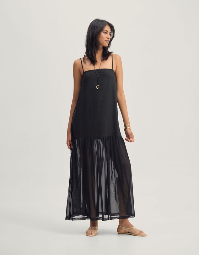 Oxford - Kristel Linen And Mesh Dress