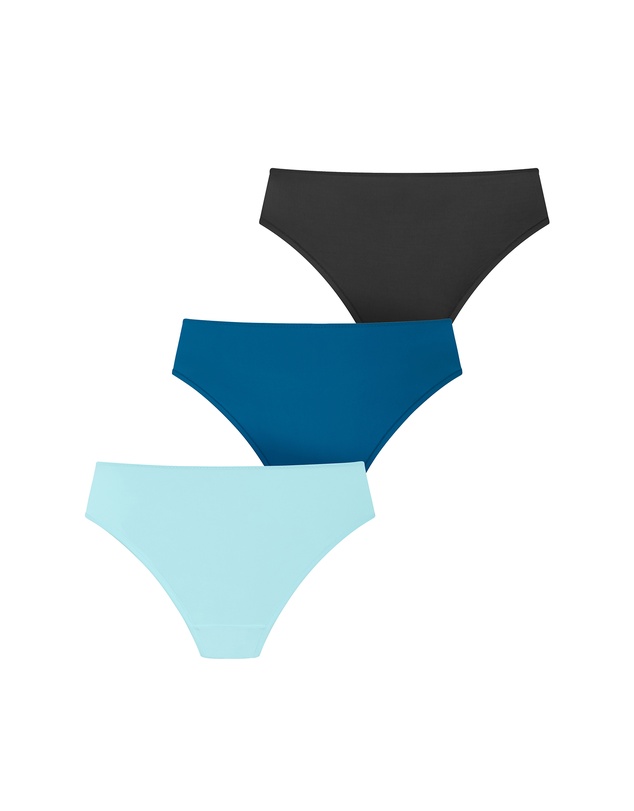 City Chic - Plus size Smooth & Chic Micro 3 Pack Shorty - blue tint teal black
