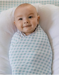 Kynd Baby - Large Stretchy Swaddle in Blue Gingham