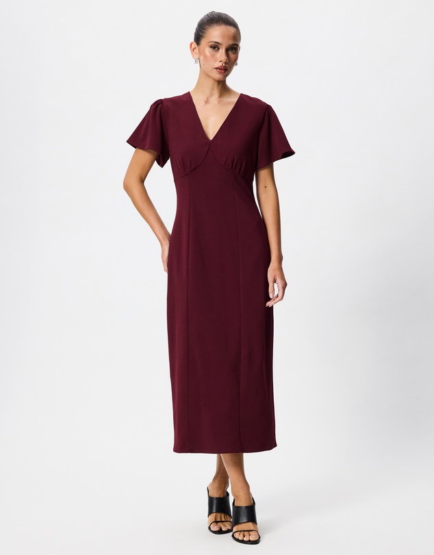 Tussah - Isabella Flutter Sleeve Crepe Midi Dress