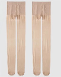 High Heel Jungle - 15 Denier Silky Slimming Sheer Tights - 2 Pack - Nude