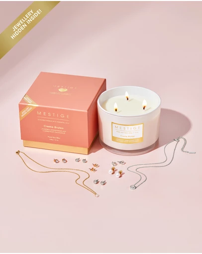 Mestige - Creme Brulee Scented Soy Candle 340g - Hidden Jewellery Embellished with crystals from Swarovski®