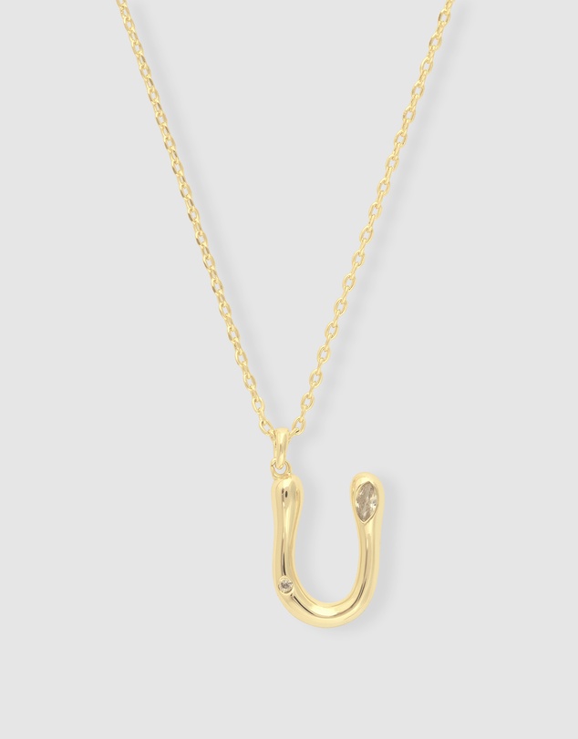 Wanderlust + Co - Alphabet Bubble Pendant Necklace - Letter U
