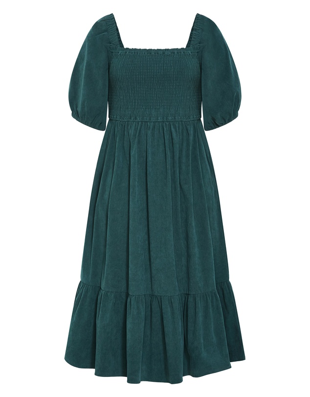 City Chic - Plus size Molli Corduroy Midi Dress - emerald