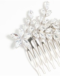Lovisa - Silver Diamante Flower & Leaf Hair Comb