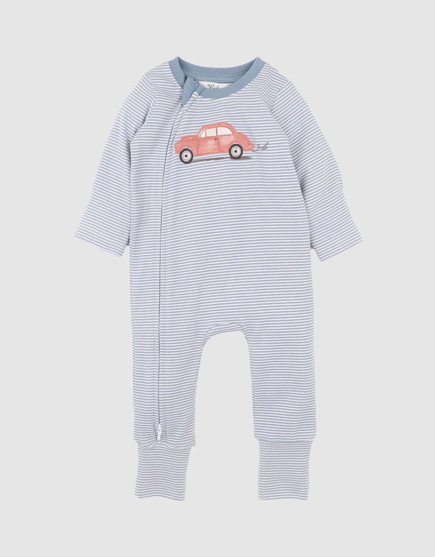 Bebe by Minihaha - Alvin Stripe Organic LS Zipsuit - Babies
