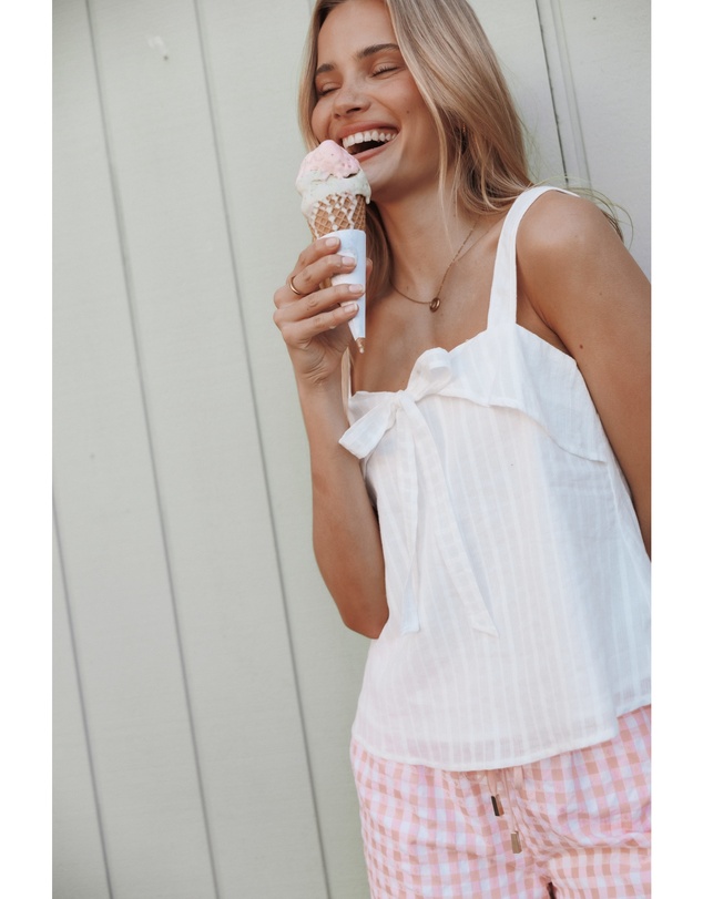 Petal & Pup - Ayden Tie Detail Top - White