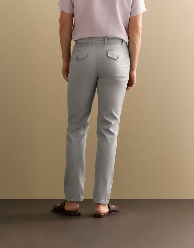 Trenery - Stretch Cotton Dobby Pant in Lake Grey