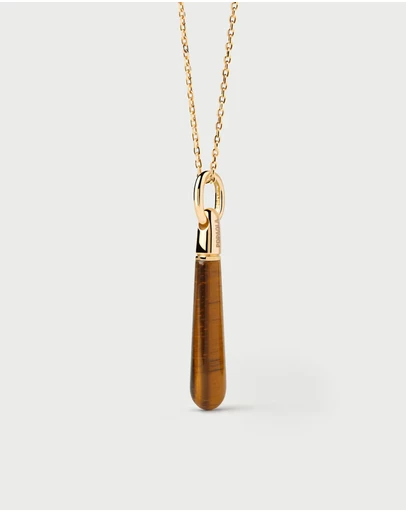 PDPAOLA - Tigers Eye Large Drop Pendant Necklace