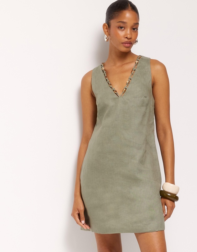 AERE - Jenna Linen Shift Mini Dress