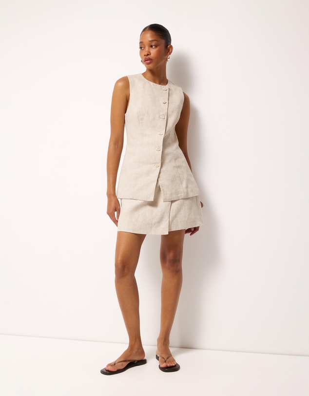 AERE - Linen Mini Wrap Skirt