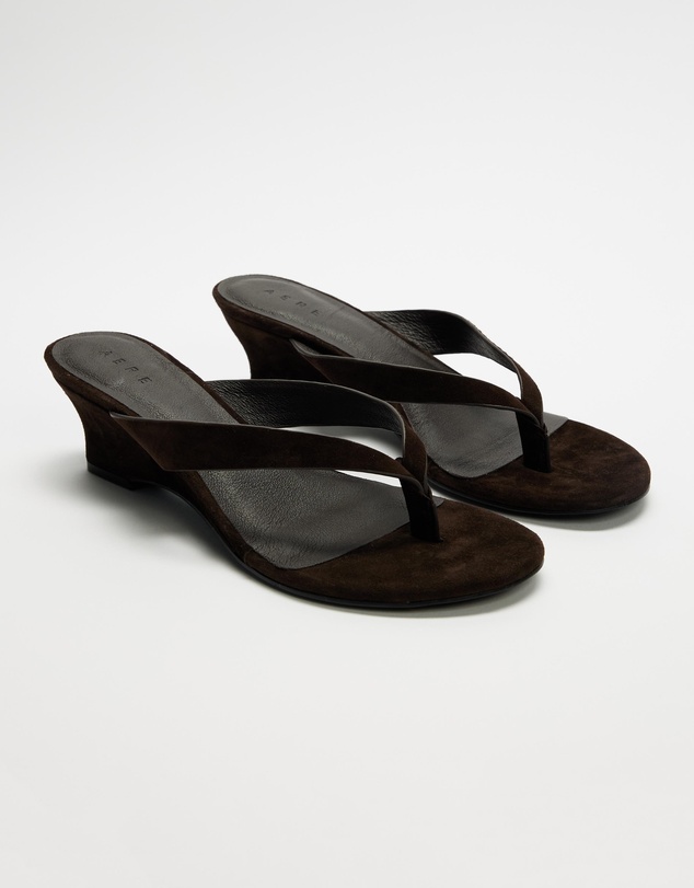 AERE - Suede Wedge Heel Thongs