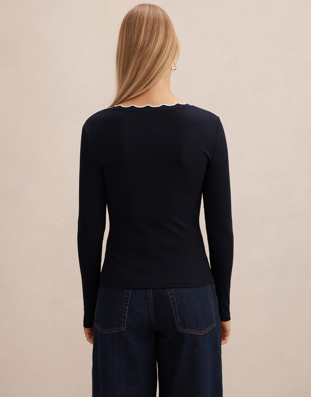 Forever New - Rebecca Scallop Long Sleeves Top