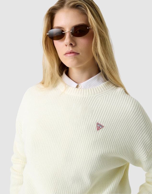 GUESS Jeans - GUESS JEANS Long Sleeve Crew Neck Mini Triangle Sweater