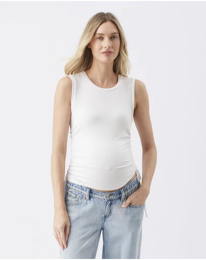 Ripe Maternity - Jodie Ruched Rib Tank