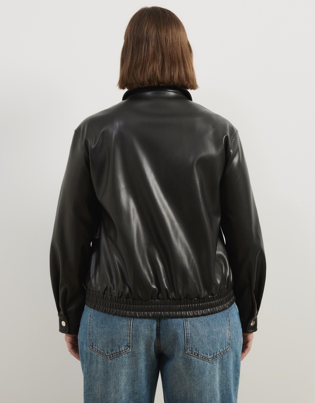 Atmos&Here Curvy - Renna Faux Leather Bomber Jacket