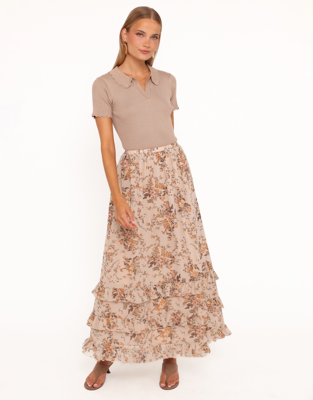 Petal & Pup - Kadie Maxi Skirt - Beige Floral