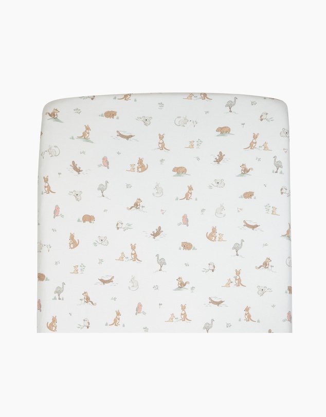 Living Textiles - Organic Port-a-Cot Fitted Sheet - Australiana