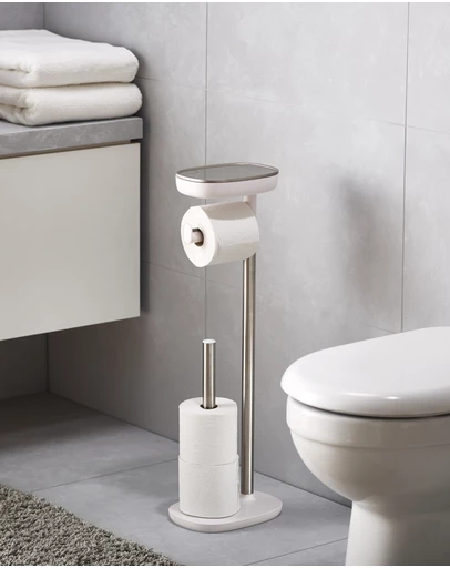 Joseph Joseph - EasyStore™ Stainless Steel Toilet Roll Holder (White)