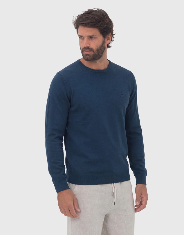 Coast Clothing - Crew Neck Cotton Jumper - Blue