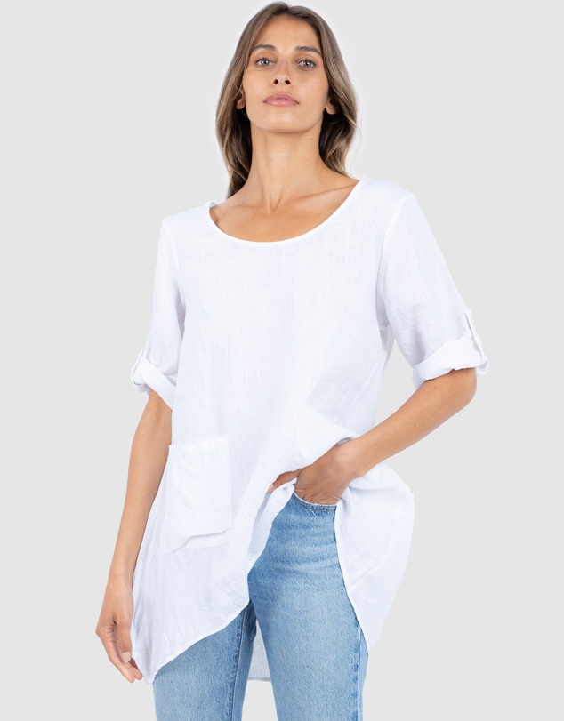 CAMIXA - Federica Linen Tunic Top