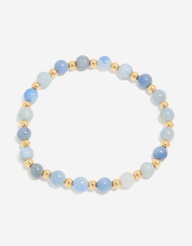 Lovisa - Waterproof Gold Plated Stainless Steel Blue Beaded Stretch Bracelet