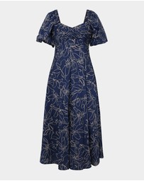 Forcast - Leen Puff Sleeve Midi Dress