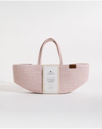 Living Textiles - Cotton Rope Storage Caddy with Divider - Pink