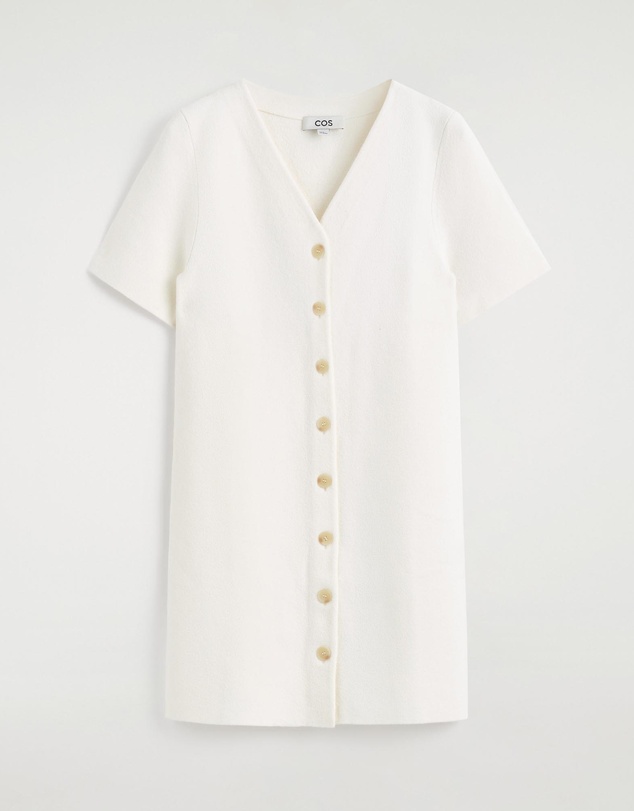 COS - Buttoned Milano-Knit Mini Dress