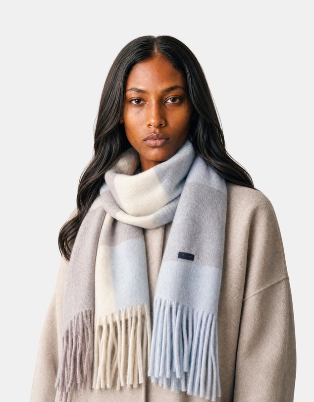Henry Bucks - HENRY BUCKS Merino Wool Check Scarf BLUE MULTI