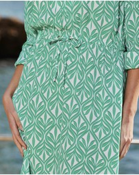 Sosandar - Geometric Print Tie Waist Dress
