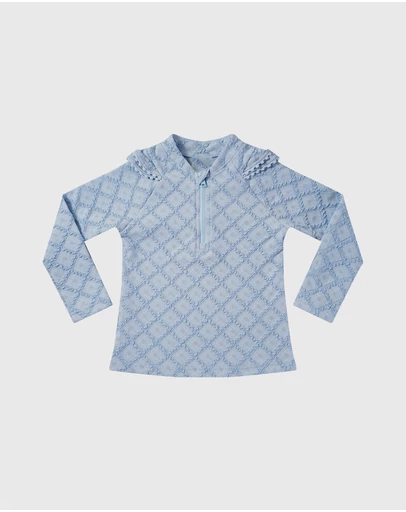 Aqua Blu Kids - Stepping Stones Blue Long Sleeve Rash Vest - Babies