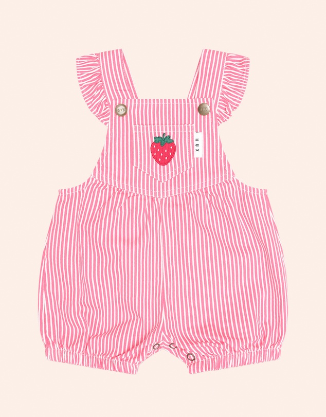 Huxbaby - Strawberry Embroidered Stripe Playsuit - Babies