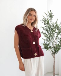 Esther & Co - Vasha Knit Top - Wine