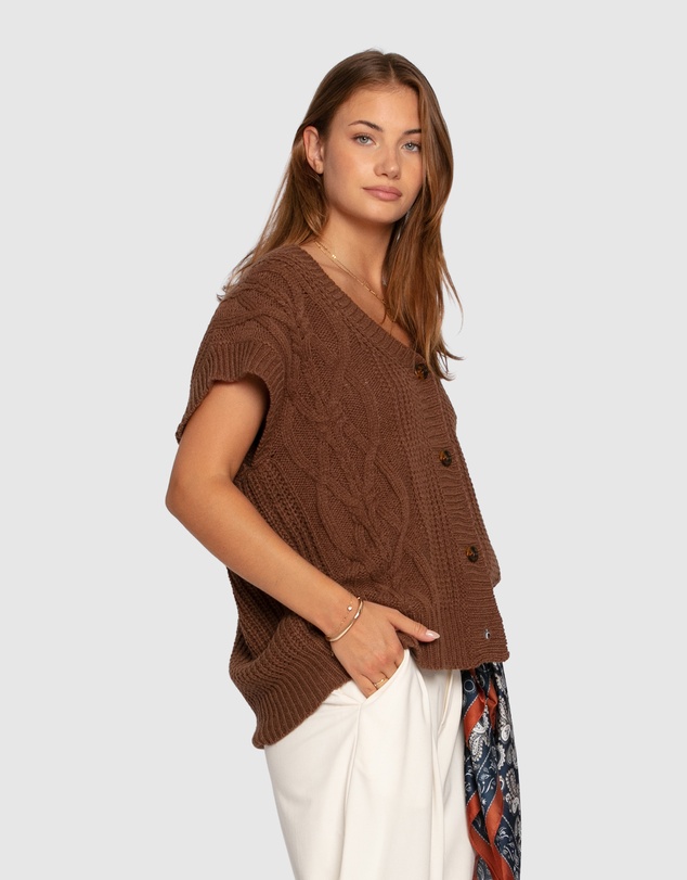 Belle & Bloom - Rosette Oversized Knitted Vest