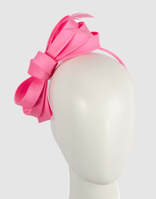 Max Alexander - Large Hot Pink Satin Bow Racing Fascinator
