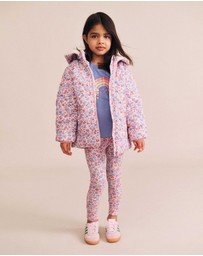 Huxbaby - Heart Floral Quilted Puffer Jacket - Babies-Kids