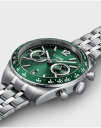 Cluse - Aravis Dual Timer Steel, Green, Silver Colour