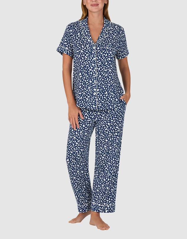 Kate Spade - Printed Modal Button Up Short Sleeve Long Pyjama Set