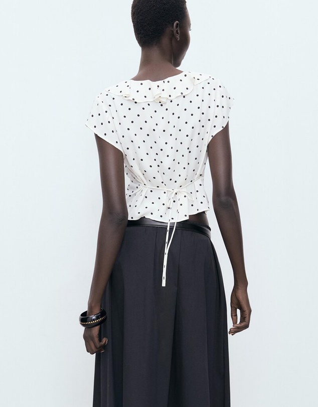 M.N.G - Polka-Dot Blouse With Ruffles